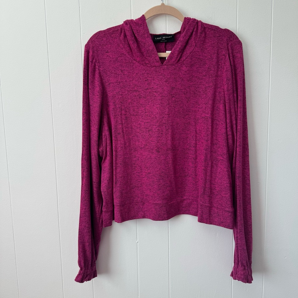 LANE BRYANT Magenta Ruffle Sleeve Hoodie